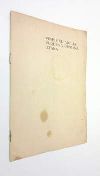 Vesper eli vigilia vuoden viimeisenä iltana