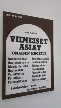 Viimeiset asiat omaisen kuoltua