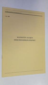 Kliinisten alojen erikoishammaslääkärit (1.10.1989)