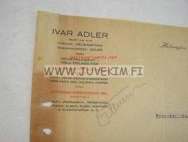 Ivar Adler, Helsinki 5.5.1914 -asiakirja