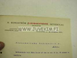 H. Borgström Jr Tobaksfabrik Ab, Helsinki 21.12.1914 -asiakirja