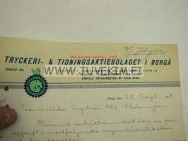 Tryckeri- &amp; Tidningsaktiebolaget i Borgå (Porvoo) 25.9.1914 -asiakirja
