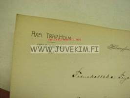 Axel Trap-Holm, Helsinki 13.6.1914 -asiakirja
