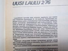 Uusi Laulu 1976 nr 2, poliittisen, vasemmistolaisen  laululiikkeen kannattaja, Woody Guthrie, Mikko alatalo haastattelu, J.J. Gandalf, Laulu uudelle Kuuballe, ym.