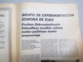 Uusi Laulu 1975 nr 1, poliittisen, vasemmistolaisen  laululiikkeen kannattaja, Kuuba-erikoisnumero, Todo por la reform agraria, Fusil contra fusil, Martin Rojas, ym.