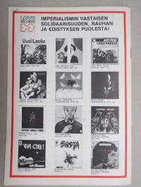 Uusi Laulu 1975 nr 3, poliittisen, vasemmistolaisen  laululiikkeen kannattaja, Kansainväliset laulufestivaalit, Isabel Parra, Kansan nyrkki, Avaruuslintu (Tampere)