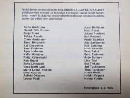 Uusi Laulu 1975 nr 1, poliittisen, vasemmistolaisen  laululiikkeen kannattaja, Helsingin laulufestiv., Karjalan marssi, Pulumerkki-boogie, Osoitteeni on Neuvostomaa
