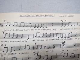 Uusi Laulu 1975 nr 1, poliittisen, vasemmistolaisen  laululiikkeen kannattaja, Helsingin laulufestiv., Karjalan marssi, Pulumerkki-boogie, Osoitteeni on Neuvostomaa