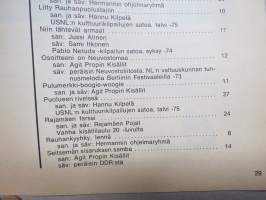 Uusi Laulu 1975 nr 1, poliittisen, vasemmistolaisen  laululiikkeen kannattaja, Helsingin laulufestiv., Karjalan marssi, Pulumerkki-boogie, Osoitteeni on Neuvostomaa