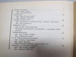 Uusi Laulu 1975 nr 1, poliittisen, vasemmistolaisen  laululiikkeen kannattaja, Helsingin laulufestiv., Karjalan marssi, Pulumerkki-boogie, Osoitteeni on Neuvostomaa