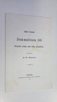 Lyhyt kertomus ja summallinen tili Mäntsälän pitäjän uuden kirkon rakennuksesta (näköispainos)