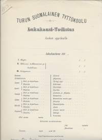 Turun Suomalainen Tyttökoulu Lukukausi-Todistus  1917 -  todistus blanko