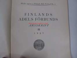 Finlands Adelsförbunds Årsskrift II 1927 -vuosikirja mm. henkilöartikkeleineen