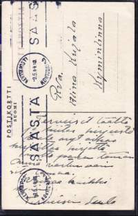 Kenttäpostikortti (uskonnollinen teksti). Kulkenut 9.5.194.