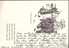 Kenttäpostikortti (Von Essen runo). Kulkenut 24.04.1940.