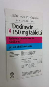 Lääketiede 85 Medicin 6.-11.1.1985 Otaniemi : Ohjelma, näyttelyluettelo