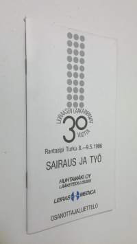 Leiraksen lääkäripäivät 30 vuotta : Rantasipi Turku 8.-9.5.1986 : Sairaus ja työ
