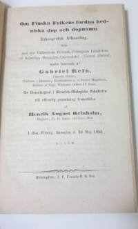 Om finska folkens fordna hedniska dop och dopnamn : ethnografisk afhandling (ERINOMAINEN)