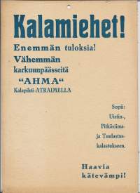 &quot;AHMA &quot; Kalapihti ATRAIN - mainosjuliste A4 koko pahvia