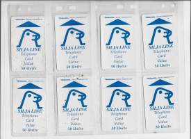 Silja Line Telephone Card  50  Units - puhelinkortti  8 kpl erä muovitaskussa