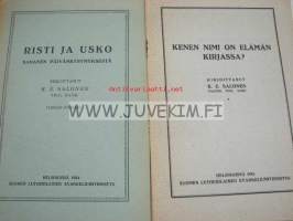 K.E. Salonen / Suomen Lutherilainen Evankeliumiyhdistys kirjasia 5 kpl; &quot;Papin suhde tieteelliseen ramatuntutkimukseen&quot;, &quot;Risti ja usko&quot;, &quot;Kenen nimi 