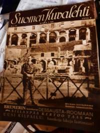 Suomen Kuvalehti 1932 nr 16 Afrikan lentäjämme Rooman Colosseumilla, naiset suksilla ja luistimilla, kansantanhuja ja kansallispukuja