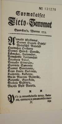Suomalaiset tieto-sanomat : Syys-kuusa, wuonna 1775
