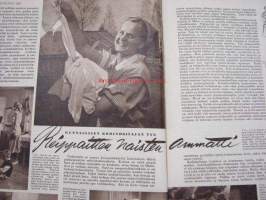Kotiliesi 1953 nr 11 kesäkuu (keskiaukeamalla kuvia Englannin kuninkaallisista v. 1953 sekä vertailevia historiallisia piirroskuvia)