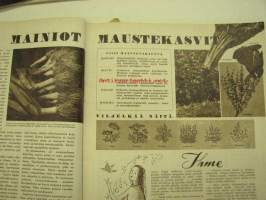 Kotiliesi 1953 nr 11 kesäkuu (keskiaukeamalla kuvia Englannin kuninkaallisista v. 1953 sekä vertailevia historiallisia piirroskuvia)