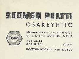 Suomen Pultti Oy  1948 - firmalomake