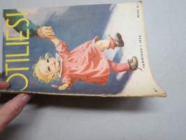 Kotiliesi 1936 nr 1, kansikuva Martta Wendelin, Onnellinen vanki, Kodin töitä ja harrastuksia, Parempia perspektiivejä, Kansantaiteesta ja kotiteollisuudesta, ym.