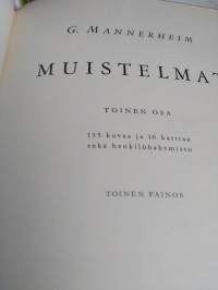 G. Mannerheimin muistelmat  v.1953 , 2.painosOsat 1 ja 2  (2 kirjaa)