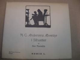 H.C. Andersens Aeventyr i Silhuetter af Else Hasselriis  (kuori + 6 korttia)