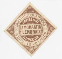 Appelsiini  Limonaatia -  juomaetiketti Julius Syren &amp; Co Oy