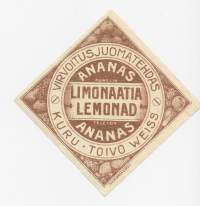 Ananas  Limonaatia -  juomaetiketti Julius Syren &amp; Co Oy