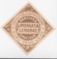 Mansikka  Limonaatia -  juomaetiketti Julius Syren &amp; Co Oy