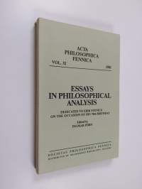 Essays in Philosophical Analysis - Dedicated to Erik Stenius on the Occasion of His 70th Birthday