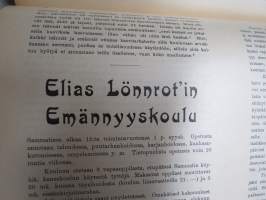 Koti ja yhteiskunta 1910-11 vuosikerrat, yhteissidos - naisten yhteiskunnallisen aseman kohotaminen, koti- ja ulkomaisia näkulmia, kotitalous- ja kasvitarhaneuvoja