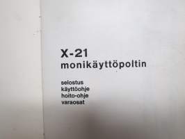 AGA X-21 monikäyttöpoltin, selostus - käyttöohje - hoito-ohje - varaosat