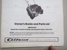 Gilson Snow Thrower Model 55203 Owner´s Guide and Parts List -käyttöohjekirja ja varaosaluettelo, englanninkieliset