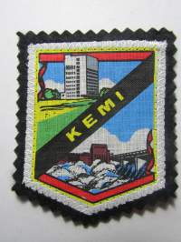 Kemi -kangasmerkki / matkailumerkki / hihamerkki / badge -pohjaväri musta