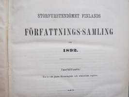 Suomen Asetuskokoelma 1892 - Finlands Författnings-Samling - Сборникъ Постановлений Финлансково