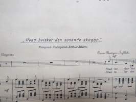 Fyra enkla sånger compnerade af Oscar Bentson-Gyllich -nuotit, painettu &quot;Åbo Stentryckeri&quot; 1894, Aurajoki-vinjetti kannessa