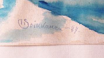 Ilmari Soikkanen, &quot;Talvinen ranta&quot; 1927 akvarelli  34x40 cm