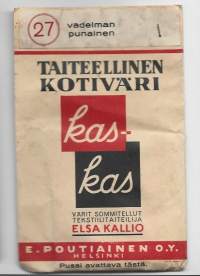 Kas-Kas Taiteellinen  kotiväri 27 vadelman punainen  Tekstiilitaiteilija Elsa Kallio täysi tuotepakkaus