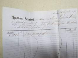 Spesenräkning å presspapper - Littois Fabriks Bolag, Ångaren &quot;Wiborg&quot;, 26.8.1870 - Littoinen Oy:lle tuodun tavaraerän (painopaperia) kuljetuslasku