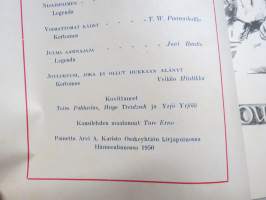 Joulurauha 1950, Arvi A. Karisto joululehti, Unto Karri, Paavo Rintala, Joni Rautio, Veikko Hintikka, kansikuvitus Ture Erno, muuta kuvitusta H. Trentzsch, Fahlenius