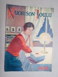 Nuorison Joulu 1935 -joululehti, Aili Somersalo, Kaisa Meri, Emil Elenius, Anni Kaste, J.W. Kotikoski, Kissa ja rotta lautapelipohja takakansi, ym.