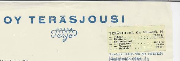 Teräsjousi Oy  Terjo 1951 -  firmalomake