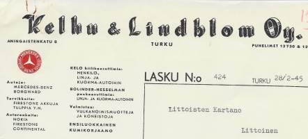 Kelhu &amp; Lindblom Oy Turku 1945 -  firmalomake